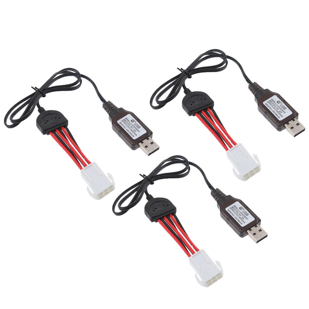 3 Pcs. LiPo Battery USB Charger Charging Cable Accessories for 1/12 Scale RC Car