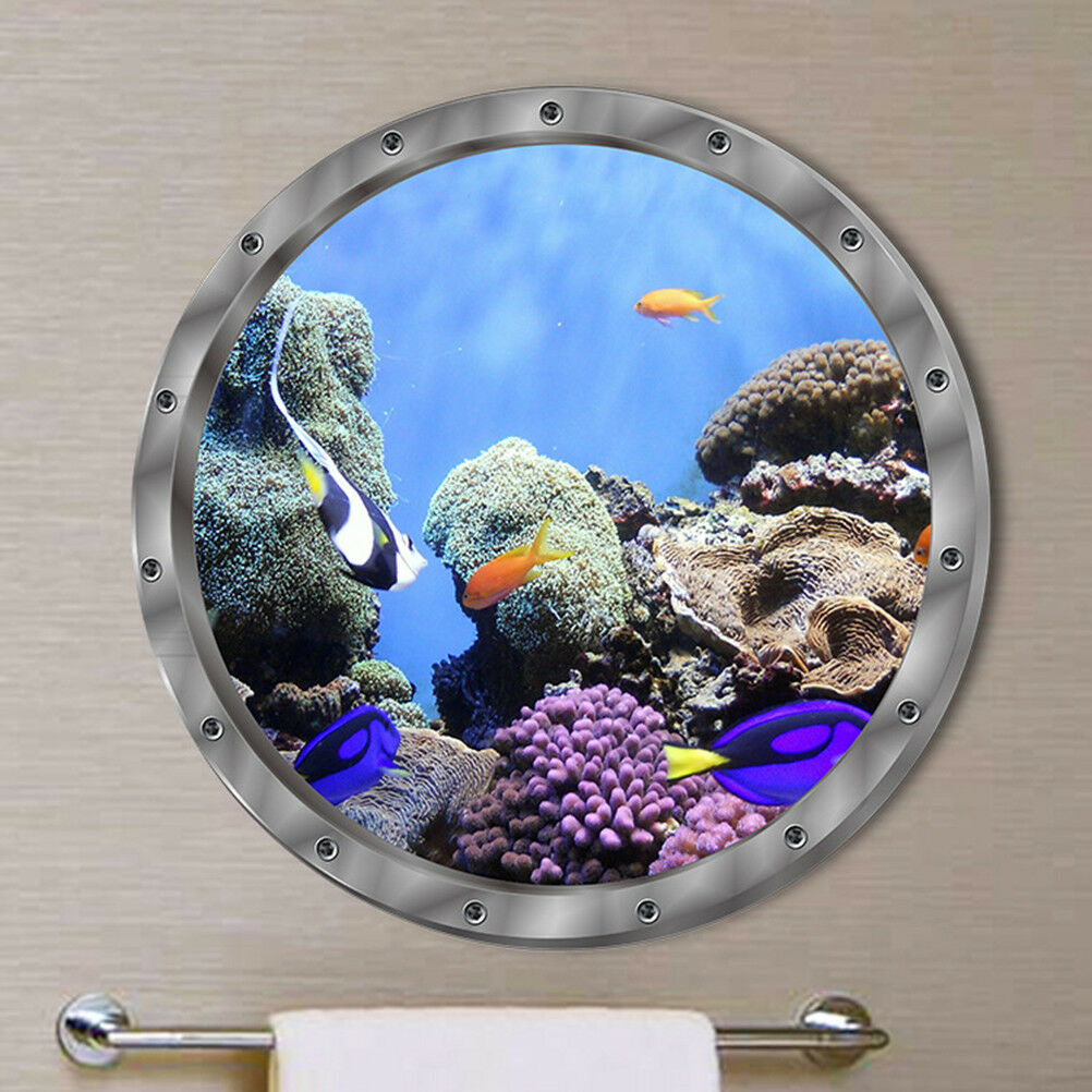 Underwater Fish Wall Stickers for Washing Machine Decor Bathroom Deca.l8