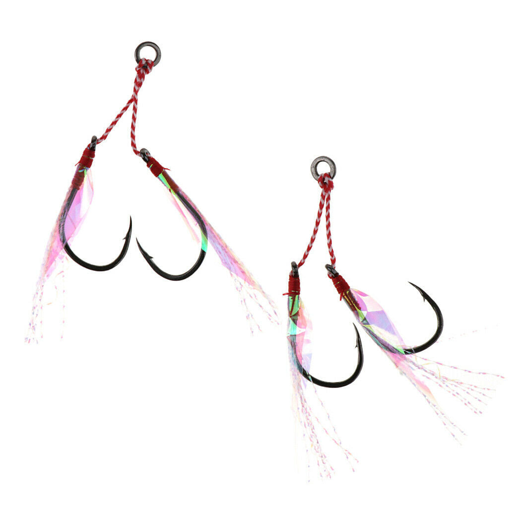 2Pcs Fishing Assist Hooks Carbon Steel Jigging Assist Fishing Hooks 16