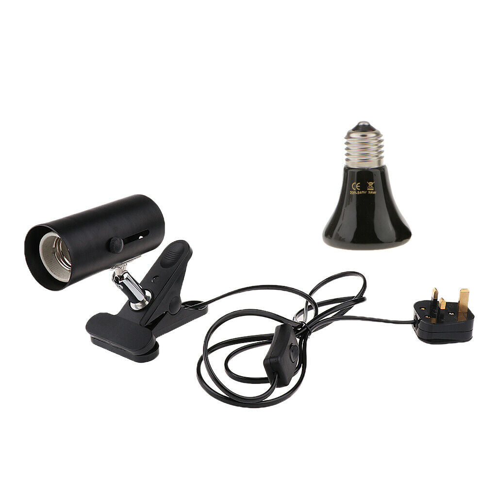 E27 Reptile Ceramic Infrared Lamp Heat Light Bulb with Holder Black #3 25W