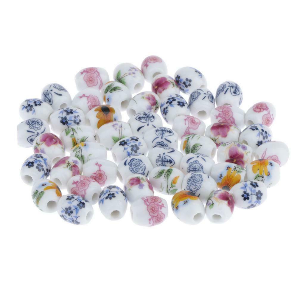 50Pcs 13 x 10mm Oval Shaped Porcelain Ceramic Beads Jewelry Making Supply for