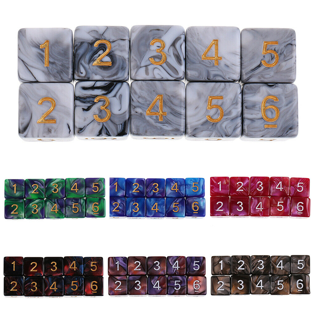 10x D6 acrylic dice 6-sided dice accessories for board game RPG game blue red