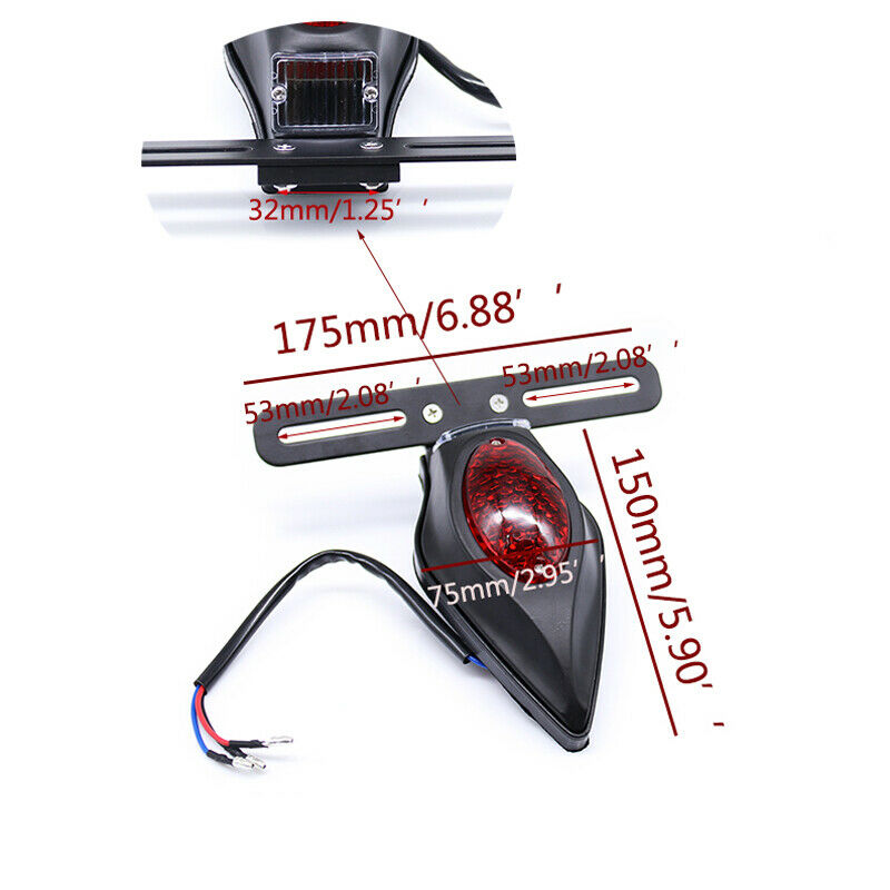 12V Refit Motorcycle Scooter Bikes LED Tail Brake Light License Plate Lamp Kit