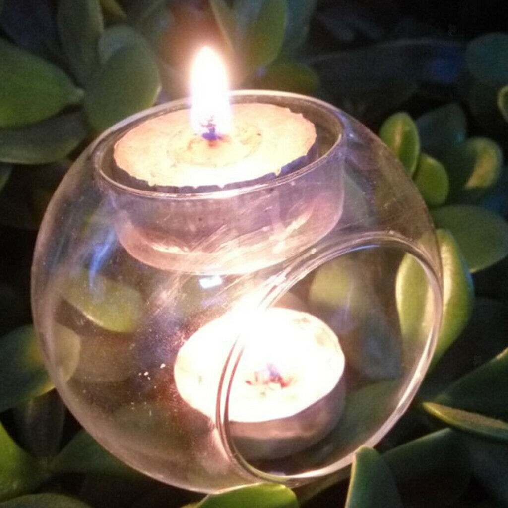 Glass Candle Holder Case Wedding Birthday Tealight Pillar Candlestick 8cm