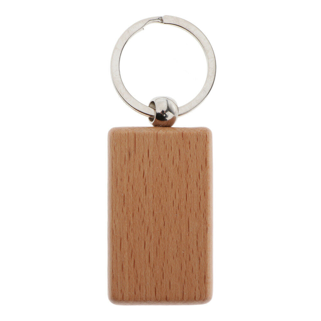 3X 5x Blank Plain Wooden Key Chain Wood Keychain Craft Car 5x3cm,Square Round
