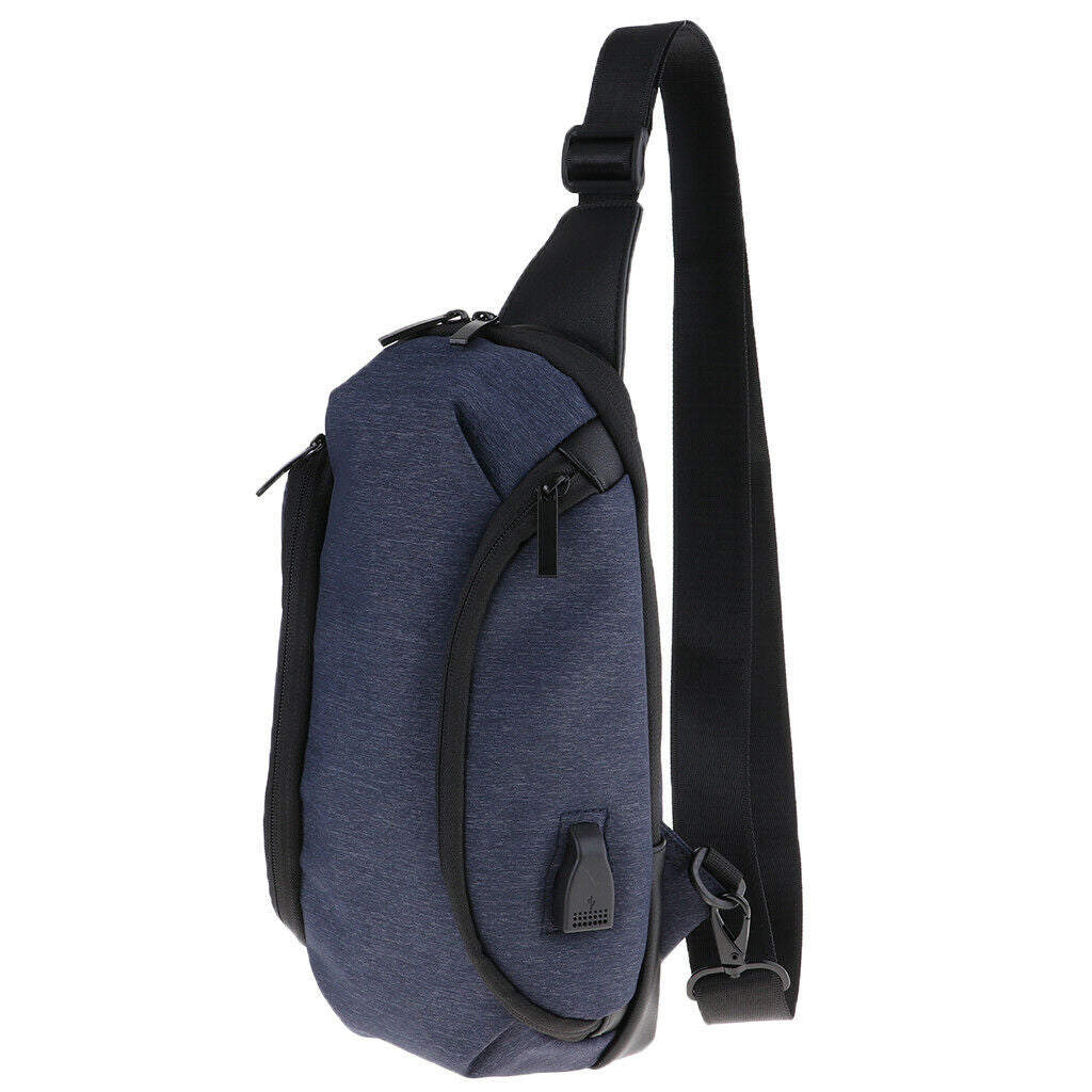 USB Charging Chest Crossbody Sling Bag Backpack Blue