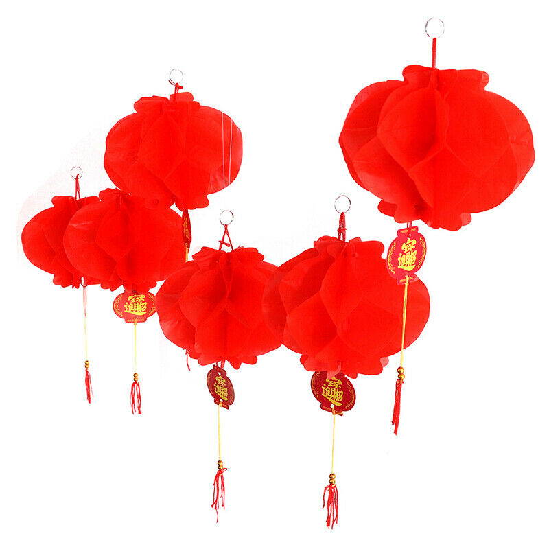 6pcs new year 2020 paper lantern chinese festival red lantern pendant Dec.l8