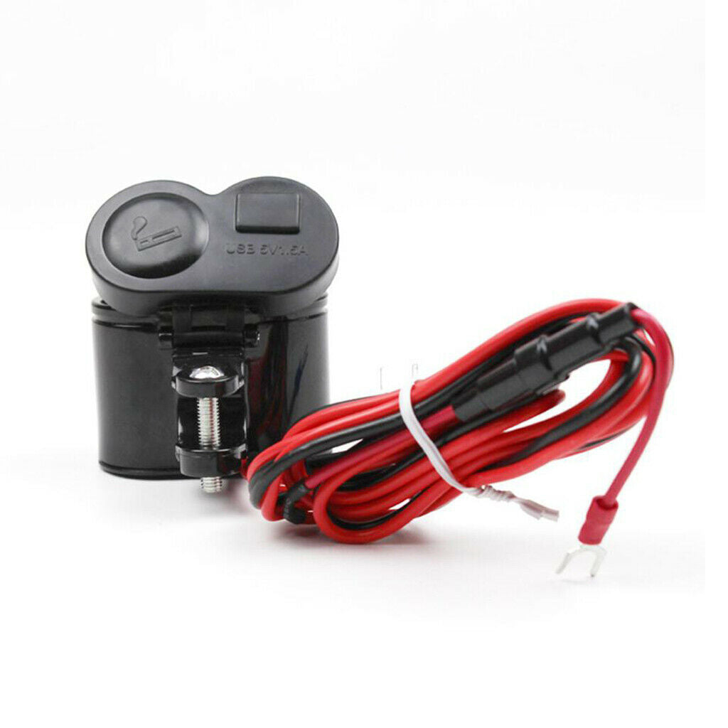 DC 12V USB Cigarette Lighter Power Outlet Cable Kit For Motorcycle Auto
