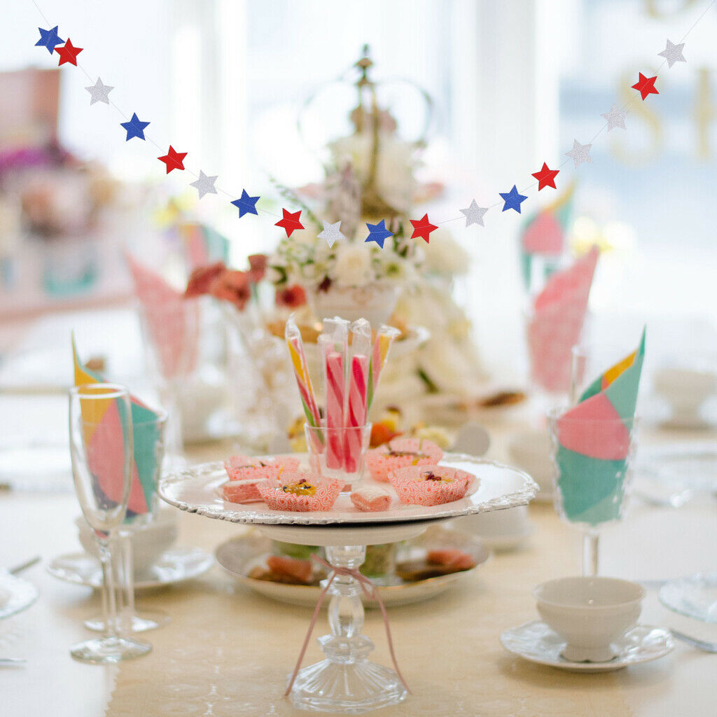 Paper Sparkling Star Garland Bunting Banners Home Party Hanging Decoration