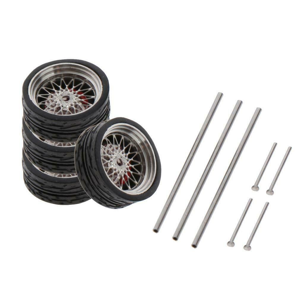 Set of 2 Car Rubber Wheel Accssory A1-A20 4Wheels & 3 axles 5 end caps