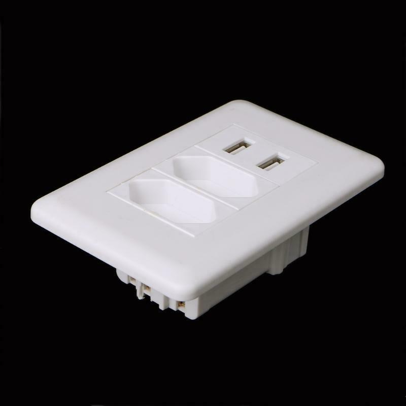 15A WallDouble Standard Power Socket Adapter Dual Ports USB Charger Panel 5V