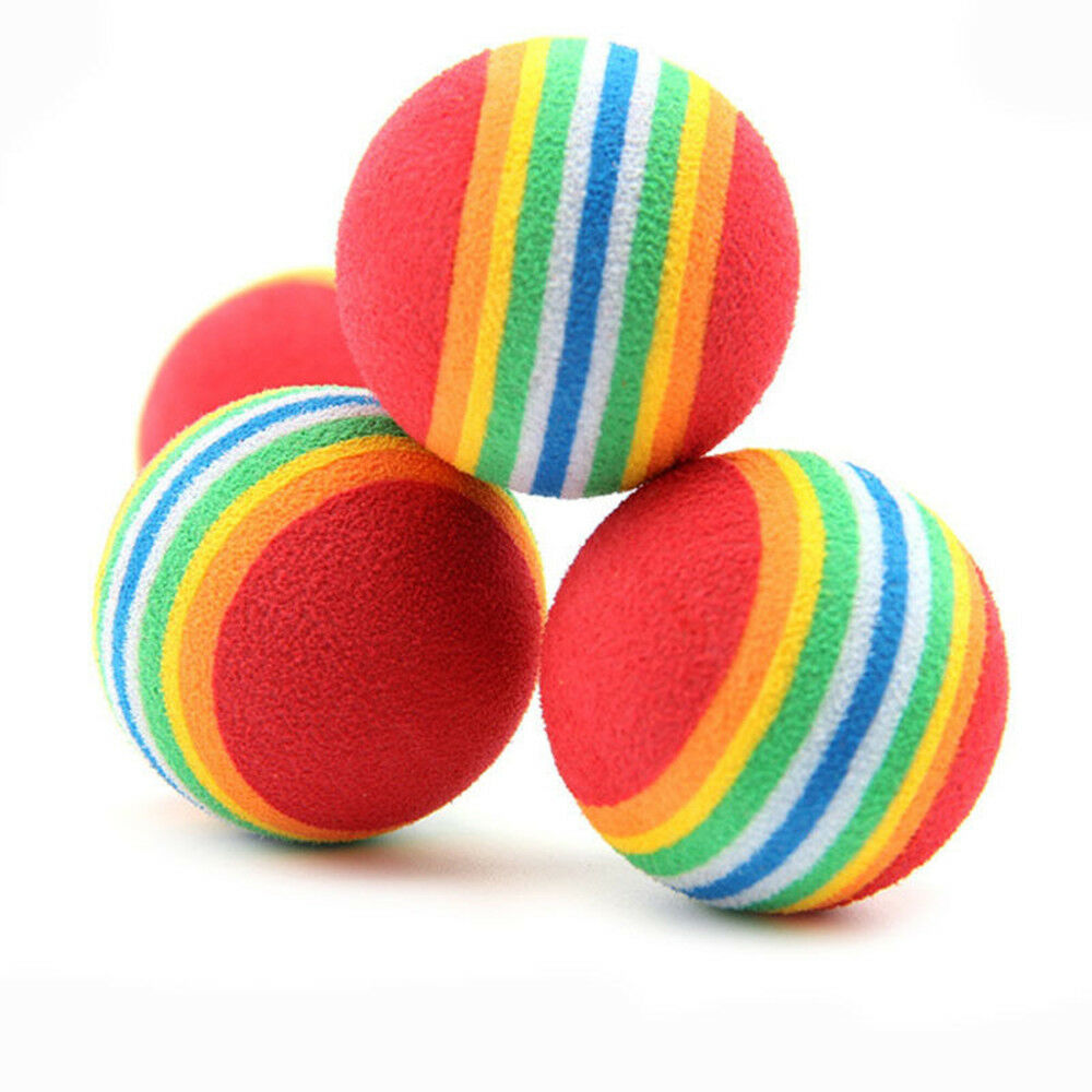 Cute 6Pcs Colorful Pet Soft Foam Rainbow Play Balls Cat Kitten Activity Toys