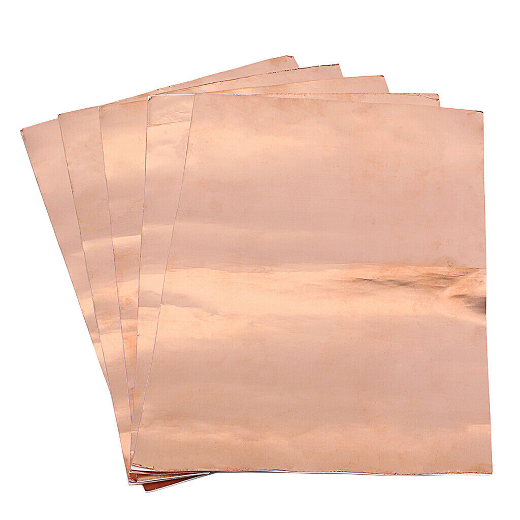 5Pieces Copper Foil Tape with Conductive Adhesive Copper Sheets for Guitar & EMI