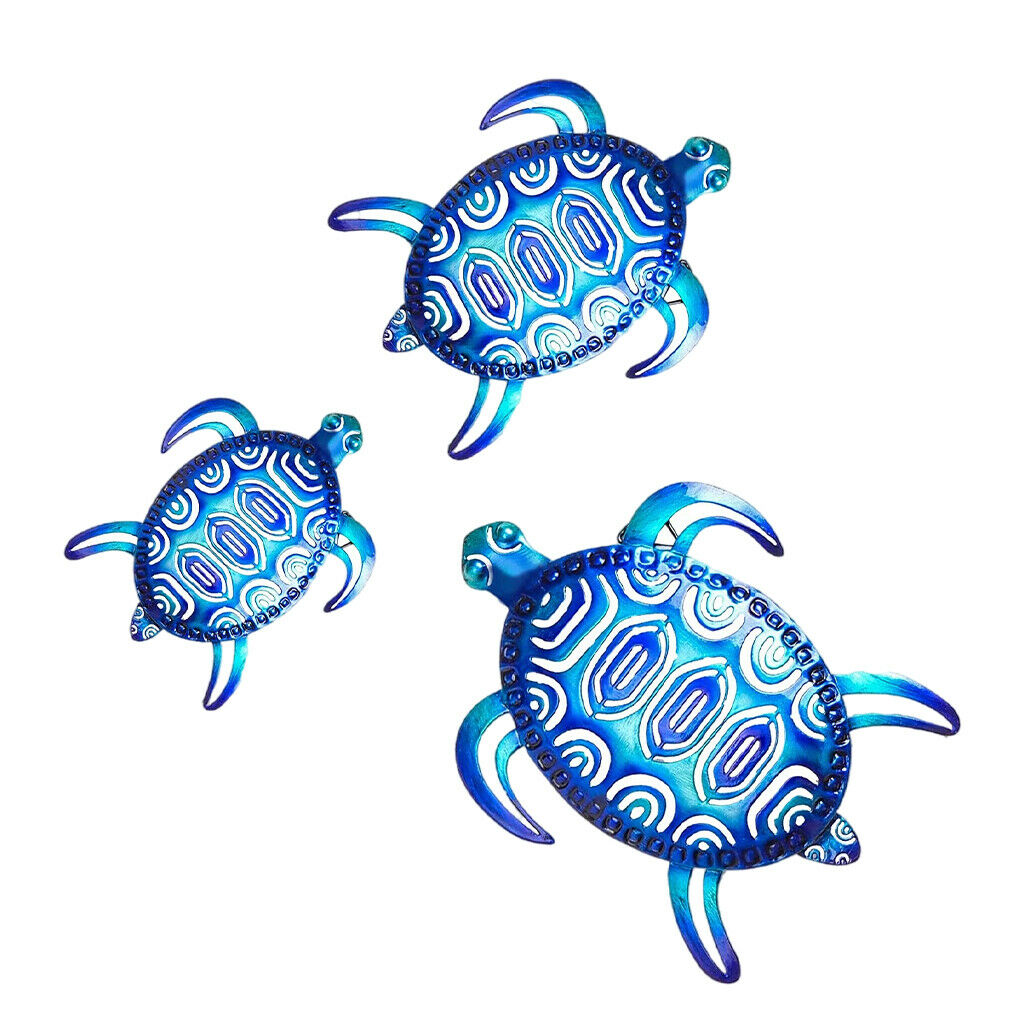 3x Metal Sea Turtle Wall Decoration Wall Sculpture Hang for Home Garden