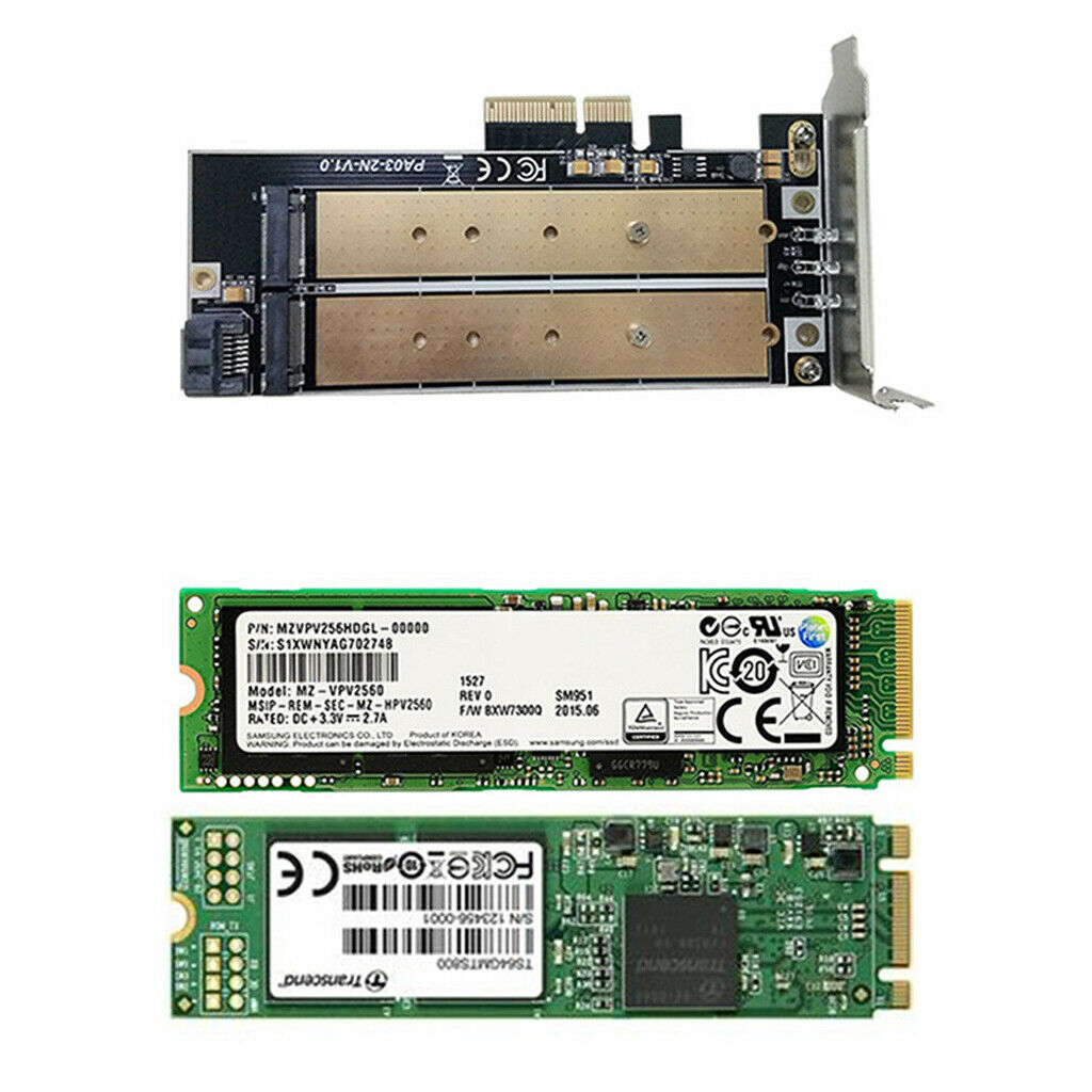 PCI-E  2.0 to NGFF SSD 2 Ports M.2 B Key SSD + SATA III 3.0 And M.2 NVME Key