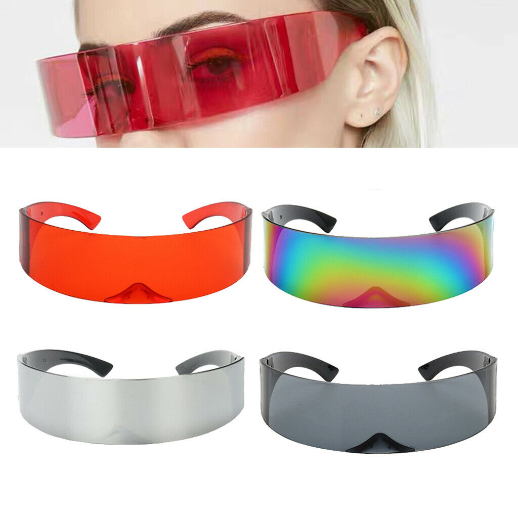 4PCS Unisex Fashion Futuristic Sunglasses Robotic Narrow Sun Glasses Eyewear