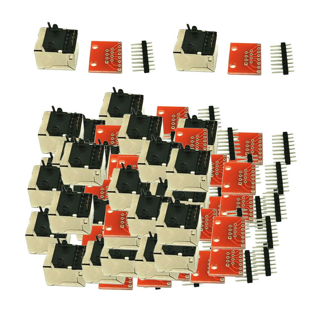 30x RJ45 Connector and Breakout Board Module Linker Components DIY Parts Set