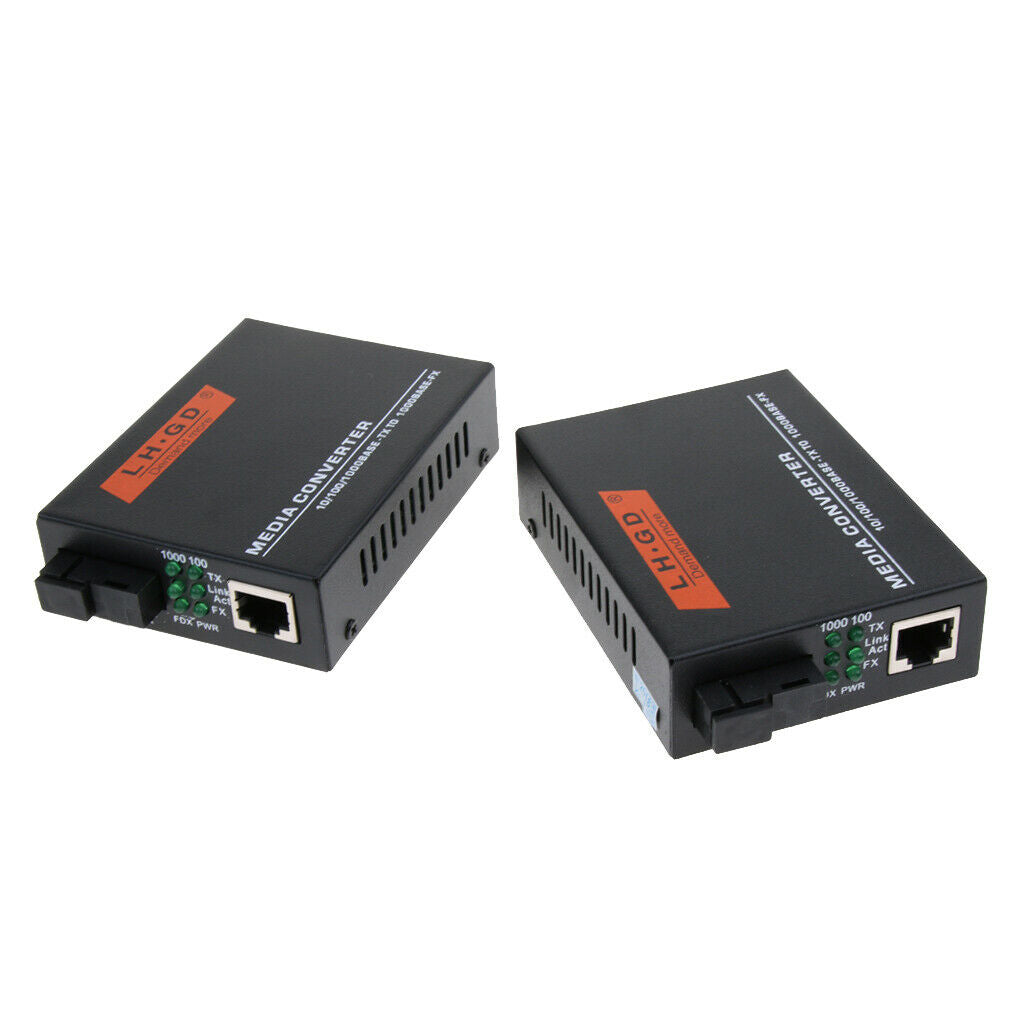 1 Pair Ethernet Converters, Optical Fiber Transceiver, 1000Mbps & Up To 20km