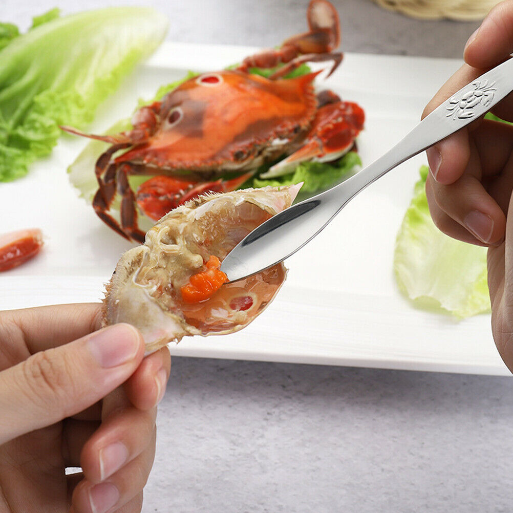 Stainless Steel Seafood Tool Crab Fork Spoon Crab Needle Multipurpose Meat Spoon