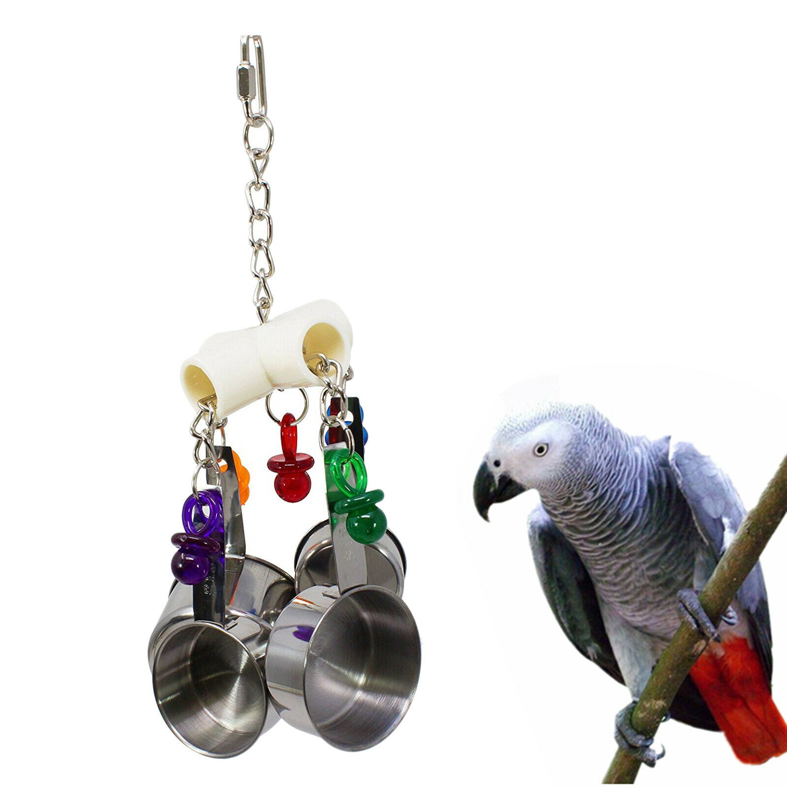 1Pcs Parrots Bite Toys Birds Stainless Steel Hanging Chewing Toys For Birds