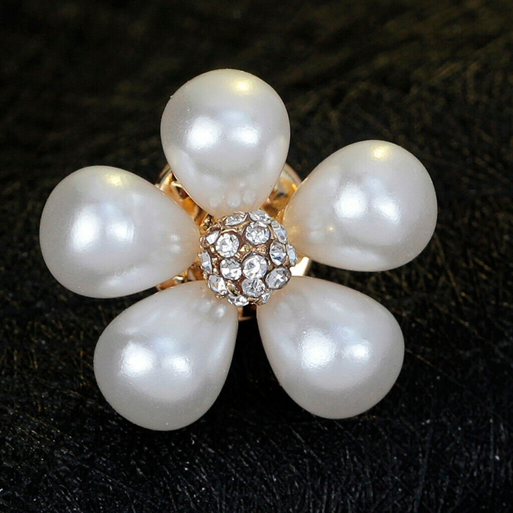 Women Alloy Simulated Pear Flower Brooch Lapel Pin Collar Tips White Jewelry