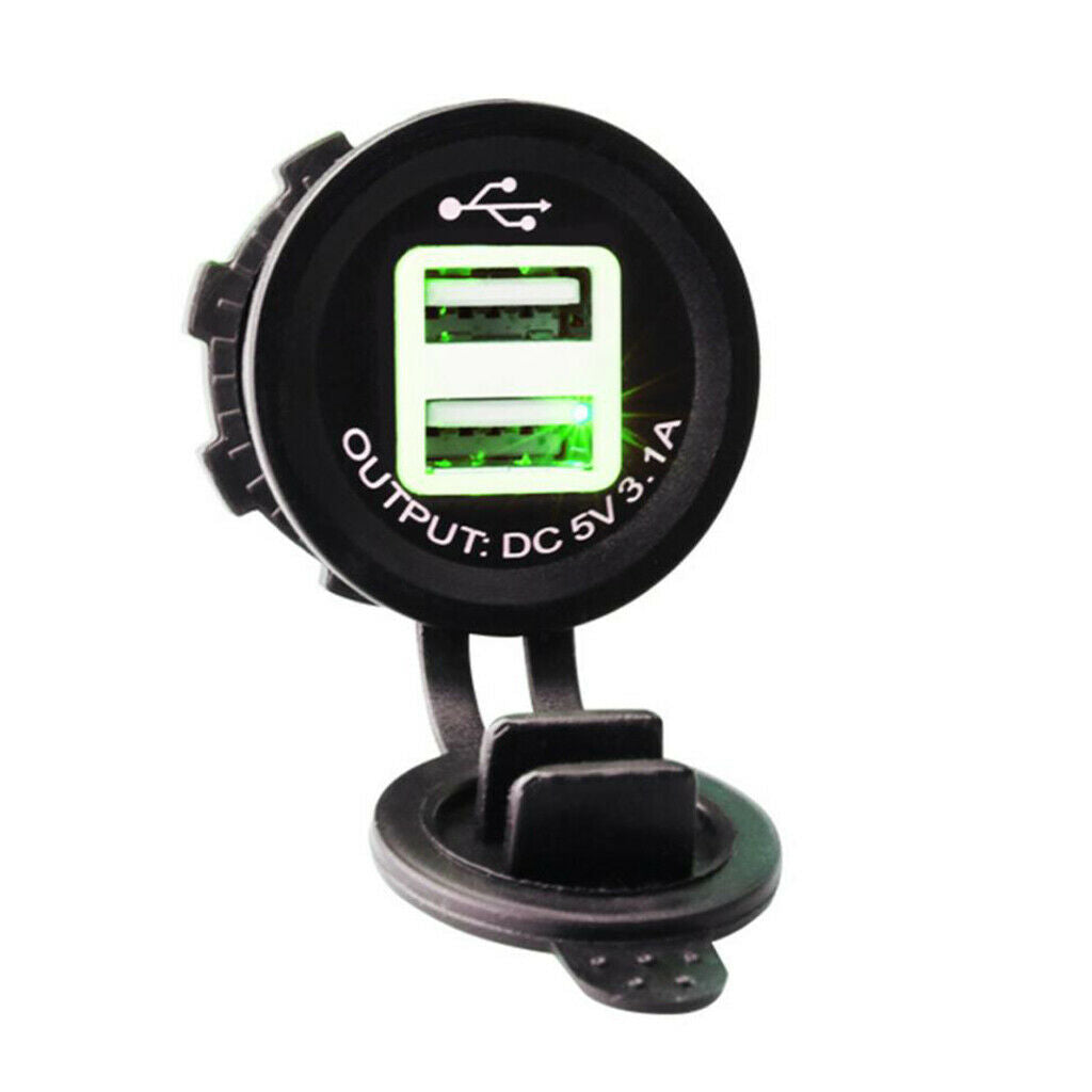 DC 5V3.1A Waterproof 2 USB Adapter Car Charger Motorcycle Power Supply