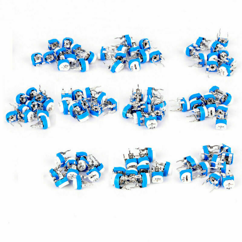 10 Values Potentiometer Trimpot Variable Resistor Assortment Box Kit Set 100pcs