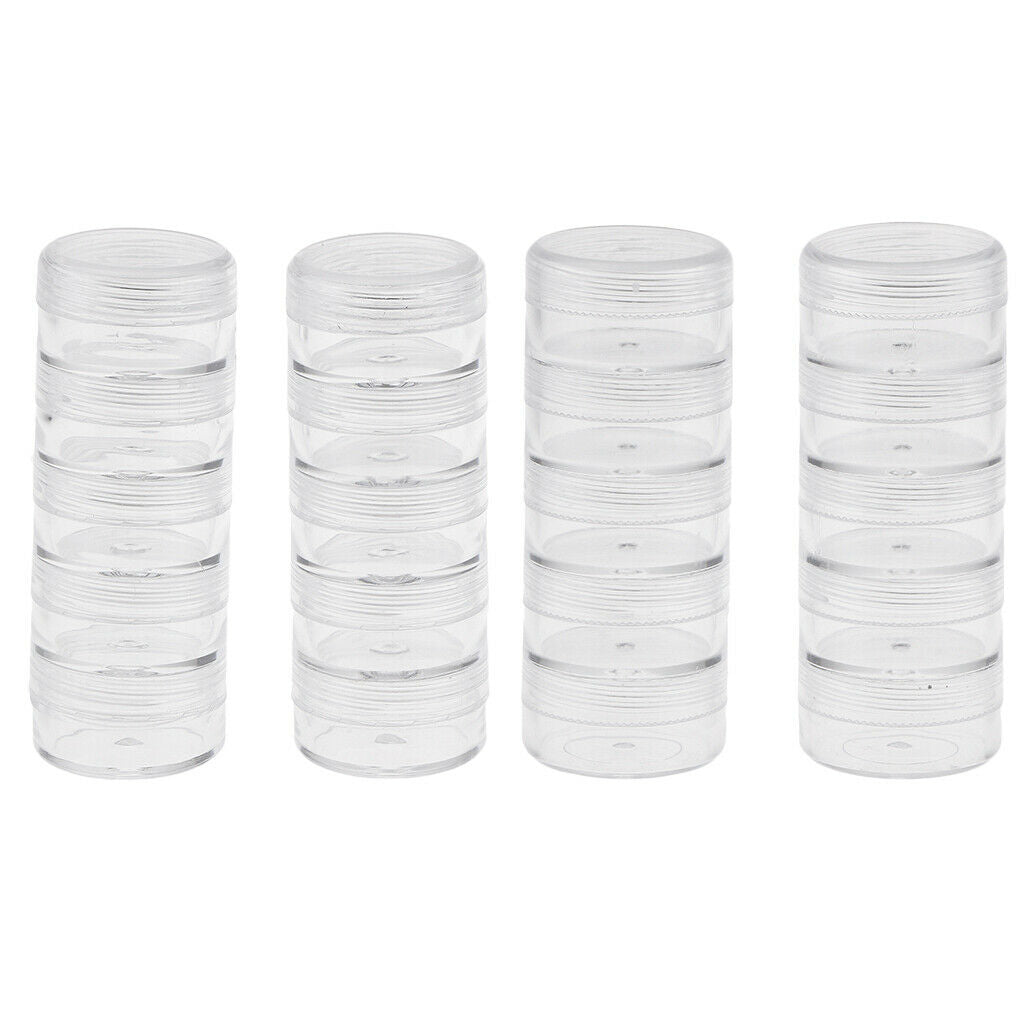 4X 2Set Stackable Beads Box Case Organizer w/ Screw Lids for Jewellery 95x36mm