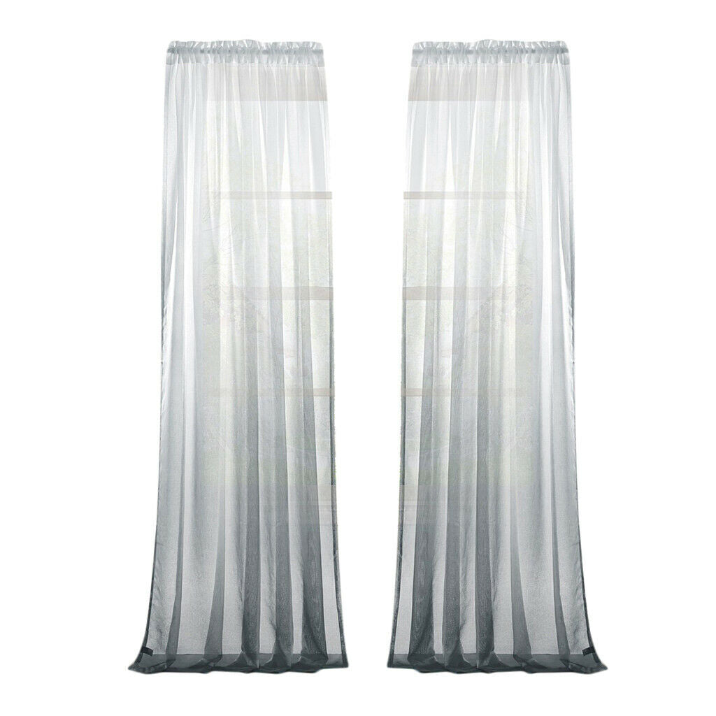 2pcs Curtain Voile Transparent Curtains Living Room Eyelet Scarf Decorative