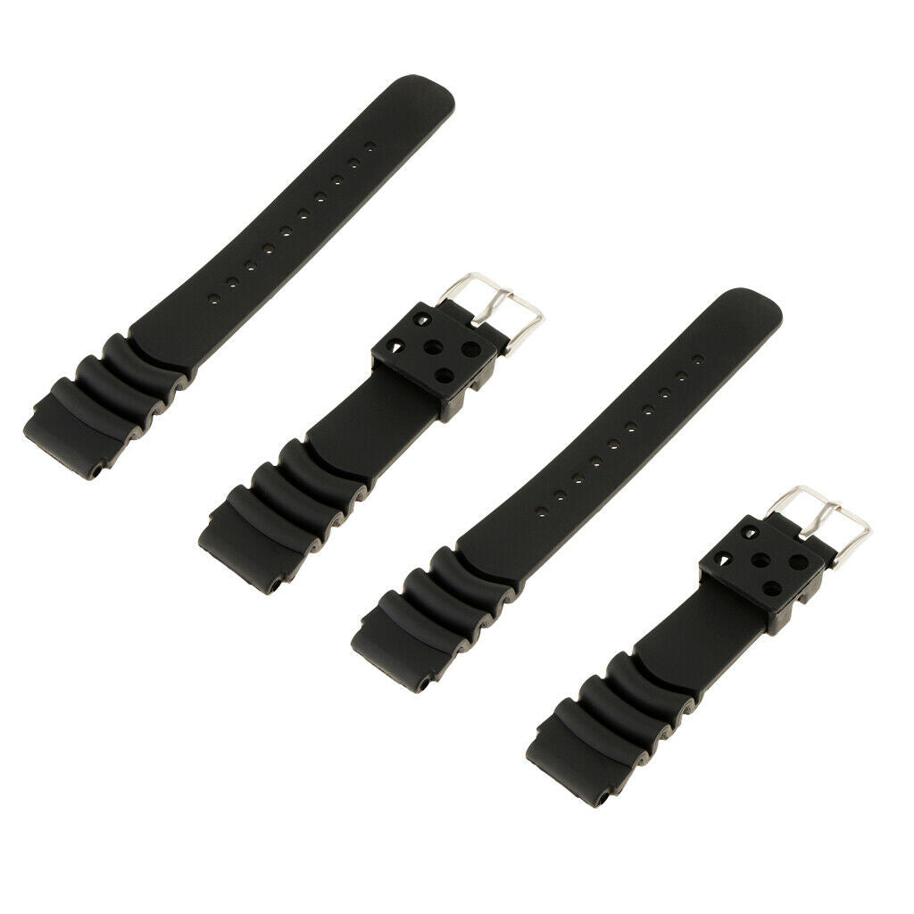 Prettyia 2pcs Quick Release Soft Silicone Rubber Dive Watch Band Strap 20mm