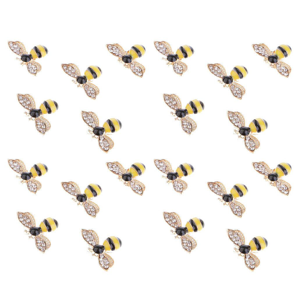 20 Pieces Bee Shape Decorative Embellishments for Hair Clips Clothing 25mm