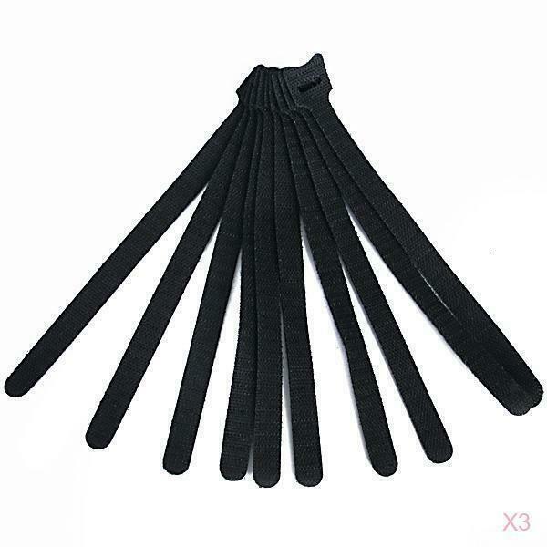 3x 10pcs 8" Black Reuseable Cable Ties Cord Straps for Wire Organizer
