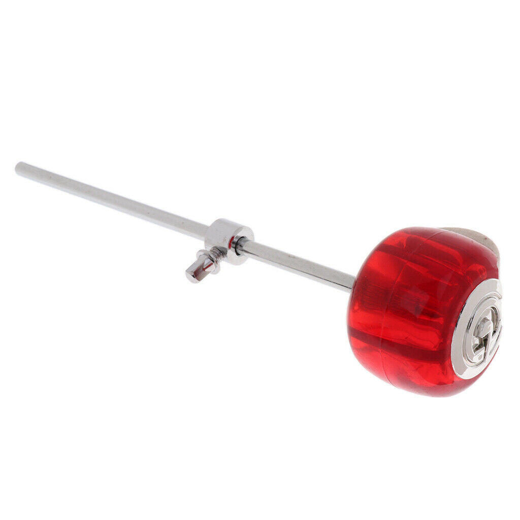 Pack of 2 Bass Drum Single Foot Pedal Mallets Metal Shank for Drum Players Red