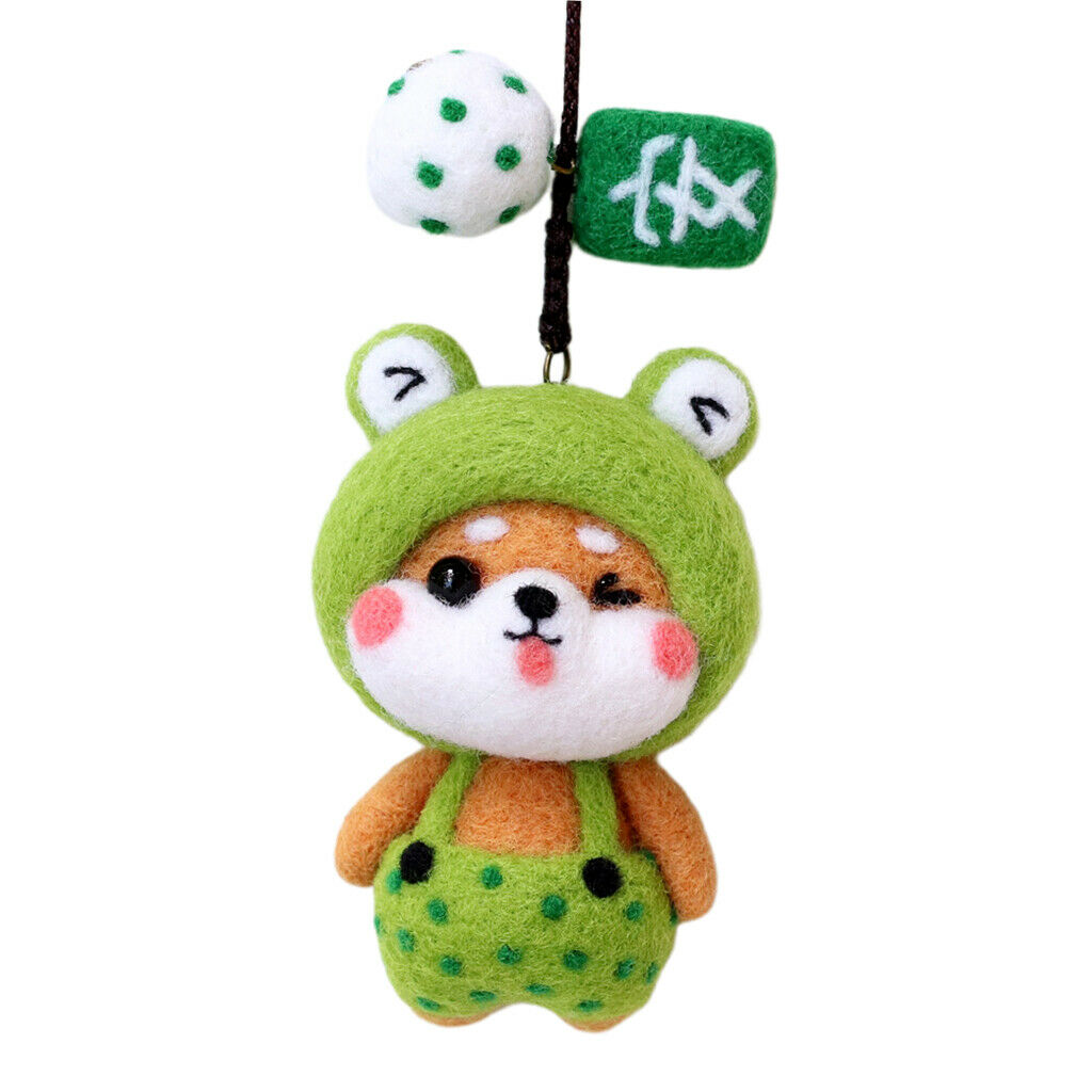 Cute Needle Felting Kits with Basic Tools Wool Costume Phone Keyring Pendant