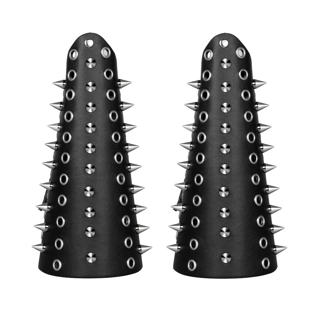 2pcs Punk Wide Leather Rivet Arm Bracers Arm Gauntlets Arm Guard Wristband