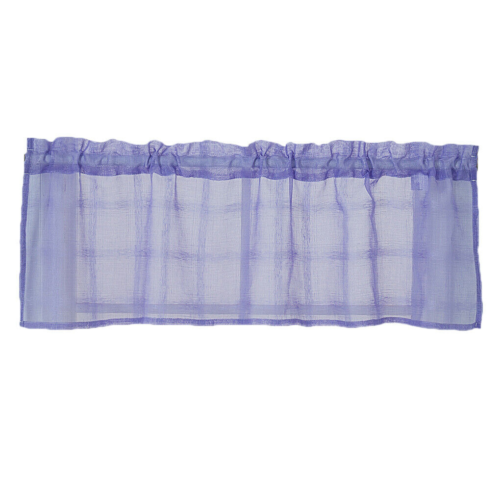 Yarn Rod Pocket Sheer Curtain Valance for Kitchen Bathroom Purple-137x90cm