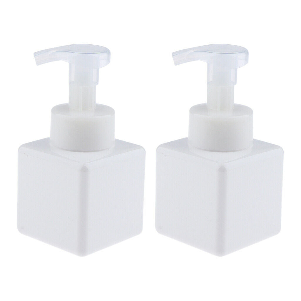 Pack of 2 Plastic Liquid Soap Pump Bottles Refillable Bubble Dispenser White