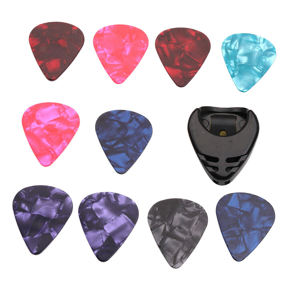 For Acoustic Guitar Electric Guitar Bass-Stick-on Holder+10 Pcs Guitar Picks