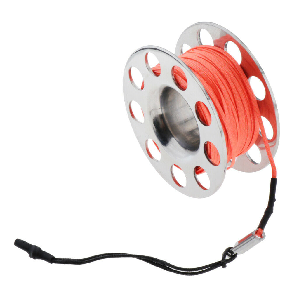Stainless Steel Scuba Dive Reel with 18m Line Double Ended Bolt Snap Orange