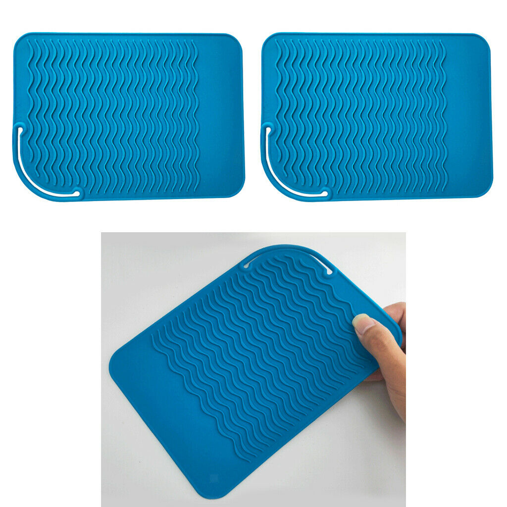 2x Salon Hair Straightener Heat-resistant Safety Silicone Mat Storage Pad