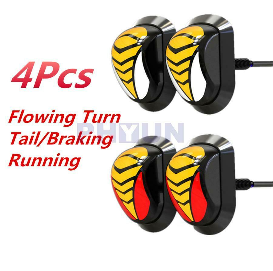4x Motorcycle Flowing LED Turn Signal Indicator DRL Stop Brake Light Round Shape