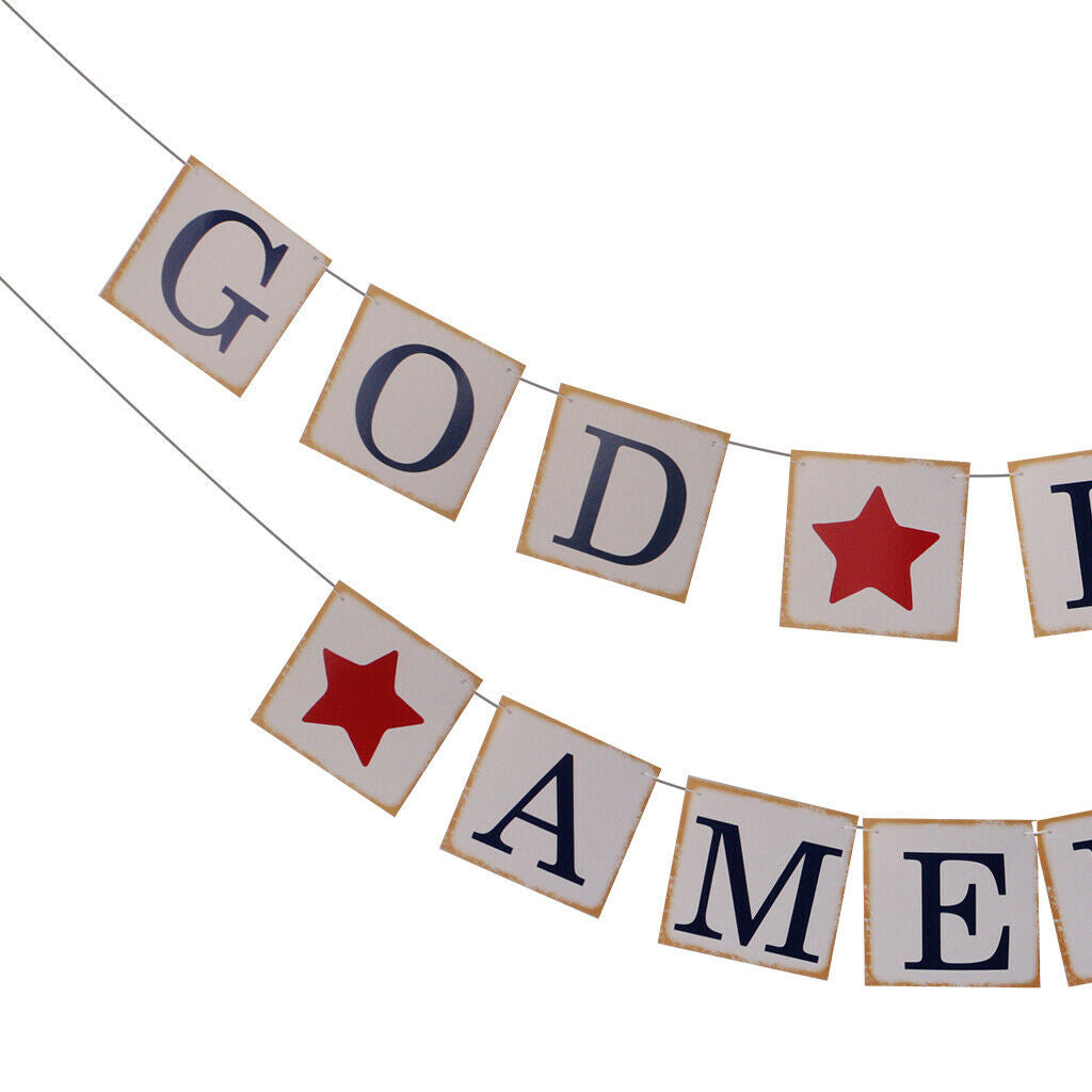 God Bless American Banner Celebration USA Party Patriotic July 4th Decor