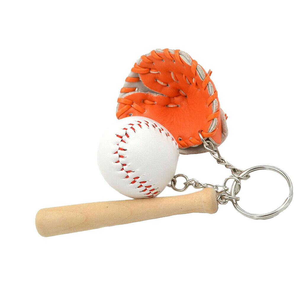 2 Pieces Cute Baseball Tennis Ball Racket Keychains Sport Spit Keyring Gift