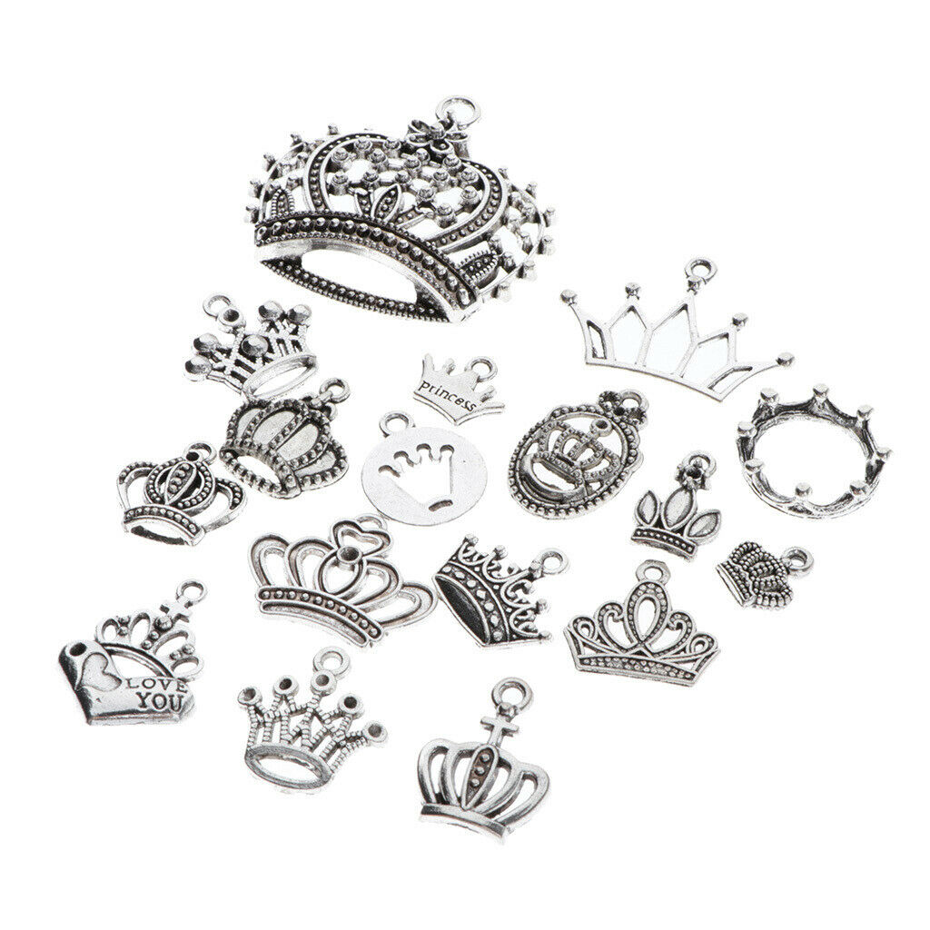 17pcs Pendants DIY Jewelry Chain Necklace Hanging Decor Crown Shape Hanging