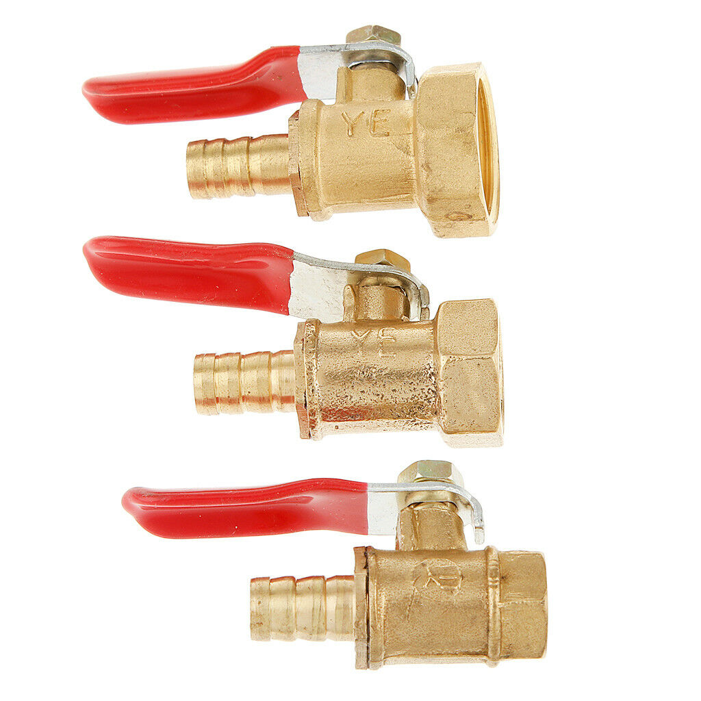 1/2 Female Thread to 5/16 Barbed Hose Lever Handle Brass Shut-Off Ball Valve