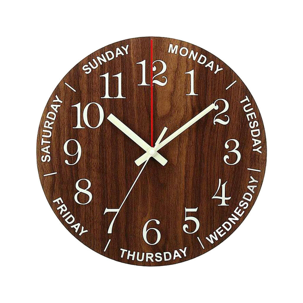 Wooden 30cm 12'' Wall Clock Silent Home Office Minimalism Round Bedroom