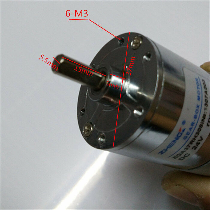 ZGA37RH DC 24V 800RPM 6mmx15mm Shaft 37mm Diameter DC Geared Motor