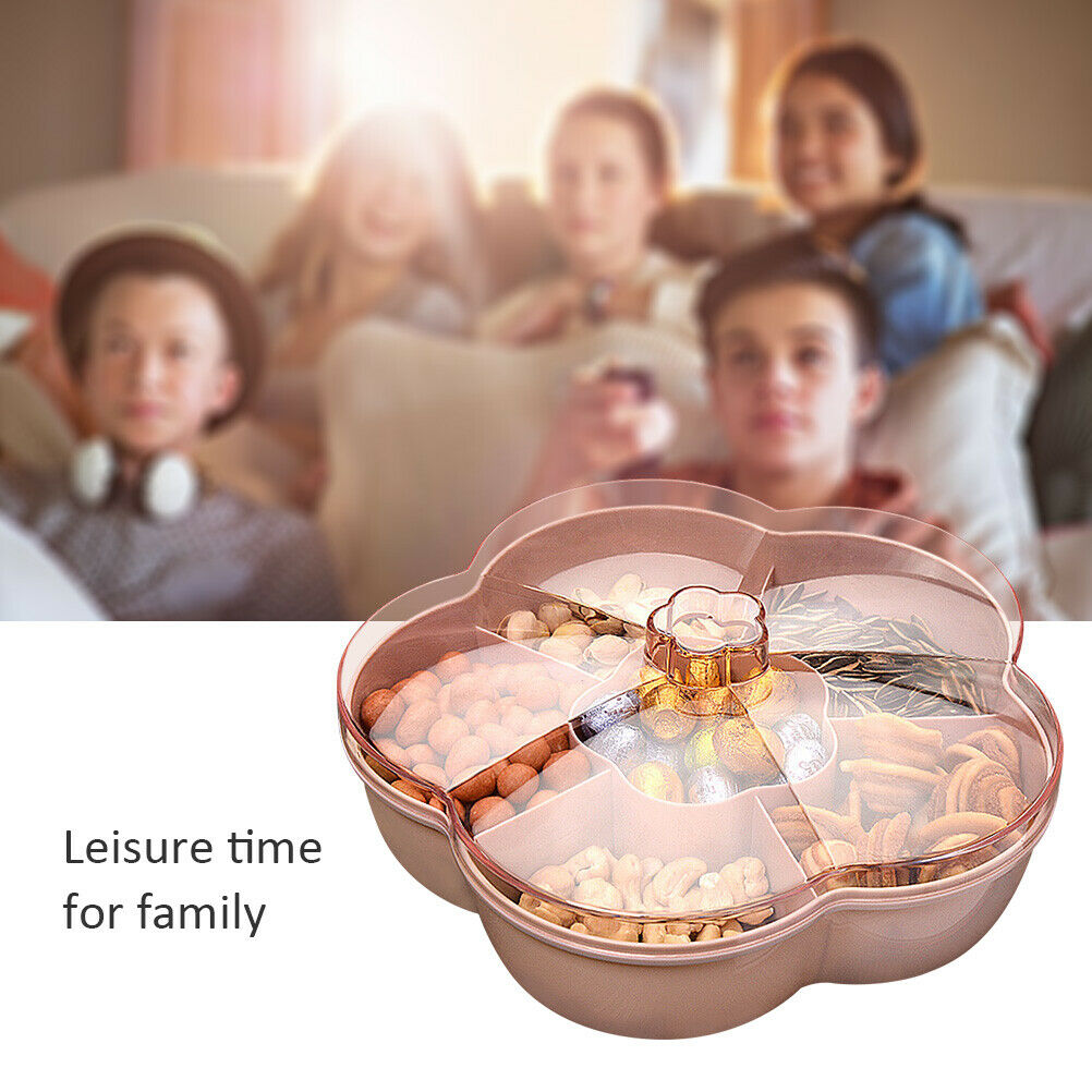 Flower Shape Snack Platter Tray Storage Box with Lid for Nut Candy Dried Fruits