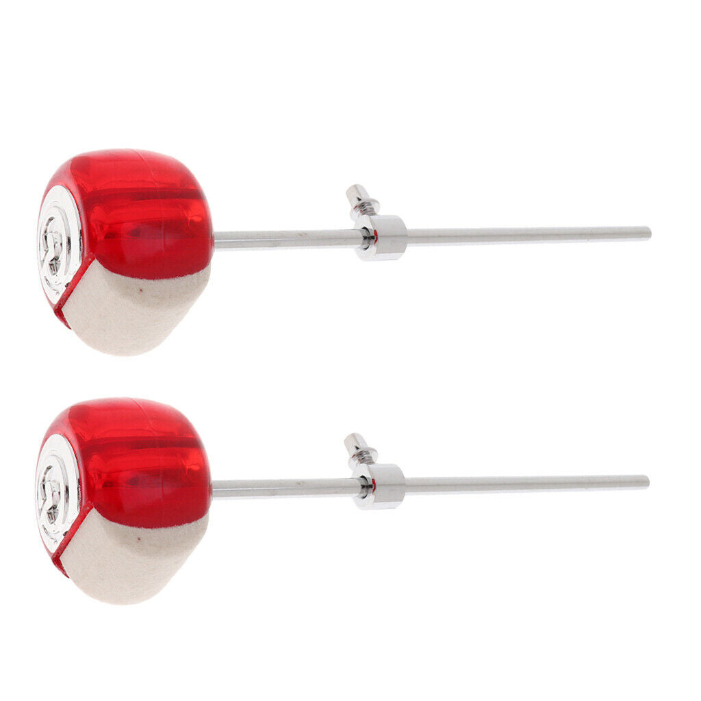 2pcs Bass Drum Hammer Beater Percussion Instrument Replacement Parts Red
