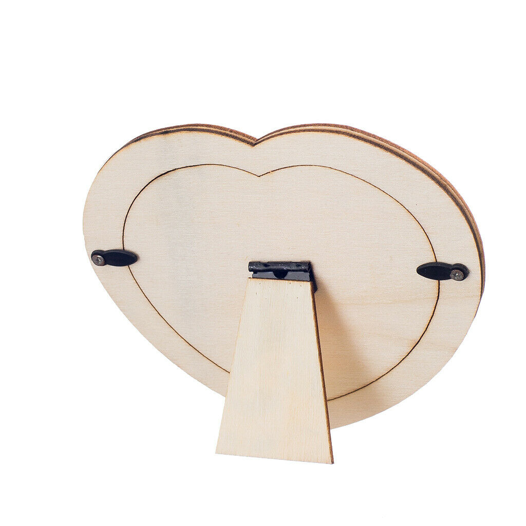 10Pcs Heart Shaped Wooden Photo Frame Holder Table Decor Picture Booth Children
